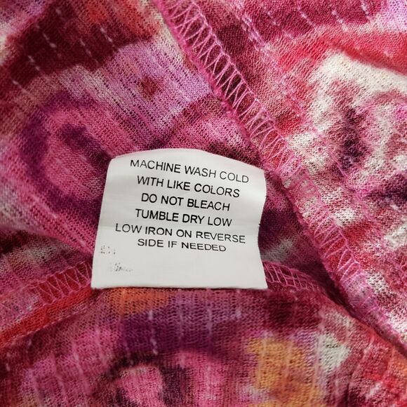 Notations Top Womens Large Floral Pink Orange Pullover Square Neck Short Flutter - Picture 10 of 10